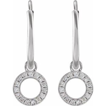 14K .04 CTW Natural Diamond Single Initial O Hoop Earring