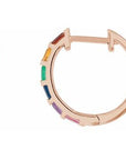 14K Natural Multi-Gemstone Rainbow Hoop Earrings