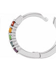 14K Natural Multi-Gemstone Rainbow Huggie Hoop Earrings