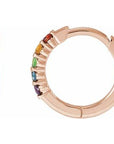 14K Natural Multi-Gemstone Rainbow Huggie Hoop Earrings