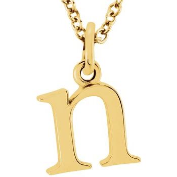 14K Lowercase Initial n 16&quot; Necklace