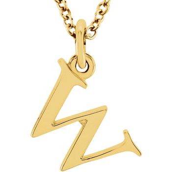 14K Lowercase Initial w 16" Necklace