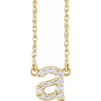 14K 1/8 CTW Natural Diamond Lowercase Initial A 16&quot; Necklace