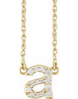 14K 1/8 CTW Natural Diamond Lowercase Initial A 16" Necklace