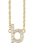 14K  1/8 CTW Natural Diamond Lowercase Initial B 16" Necklace