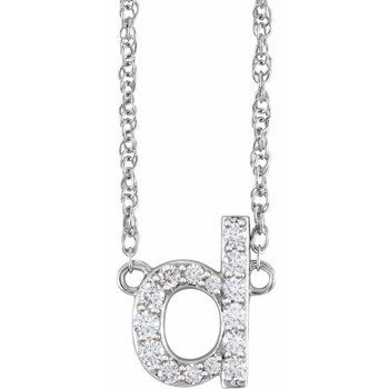 14K  1/8 CTW Natural Diamond Lowercase Initial D 16&quot; Necklace