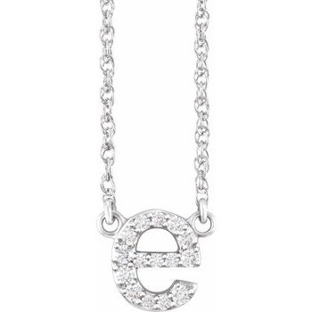 14K  .08 CTW Natural Diamond Lowercase Initial E 16" Necklace