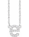 14K  .08 CTW Natural Diamond Lowercase Initial E 16" Necklace
