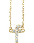 14K  .08 CTW Natural Diamond Lowercase Initial F 16" Necklace