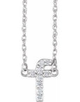 14K  .08 CTW Natural Diamond Lowercase Initial F 16" Necklace