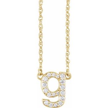 14K 1/6 CTW Natural Diamond Lowercase Initial G 16&quot; Necklace