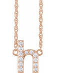 14K  1/8 CTW Natural Diamond Lowercase Initial H 16" Necklace