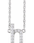 14K  1/8 CTW Natural Diamond Lowercase Initial H 16" Necklace