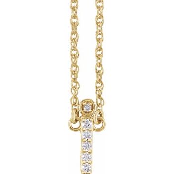 14K  .07 CTW Natural Diamond Lowercase Initial I 16&quot; Necklace