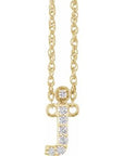 14K  .06 CTW Natural Diamond Lowercase Initial J 16" Necklace