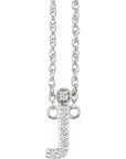 14K  .06 CTW Natural Diamond Lowercase Initial J 16" Necklace