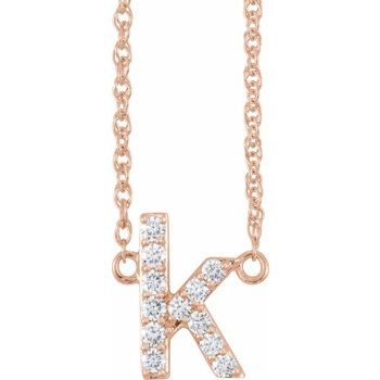 14K 1/8 CTW Natural Diamond Lowercase Initial K 16&quot; Necklace