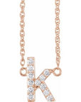 14K 1/8 CTW Natural Diamond Lowercase Initial K 16" Necklace