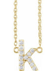 14K 1/8 CTW Natural Diamond Lowercase Initial K 16" Necklace