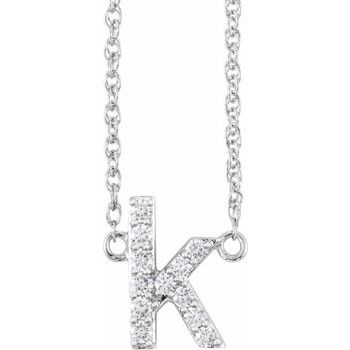 14K 1/8 CTW Natural Diamond Lowercase Initial K 16&quot; Necklace