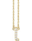 14K 1/6 CTW Natural Diamond Lowercase Initial L 16" Necklace