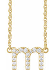 14K  1/6 CTW Natural Diamond Lowercase Initial M 16" Necklace