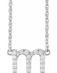 14K  1/6 CTW Natural Diamond Lowercase Initial M 16" Necklace