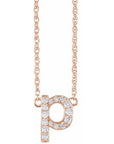 14K 1/8 CTW Natural Diamond Lowercase Initial P 16" Necklace