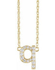 14K 1/8 CTW Natural Diamond Lowercase Initial Q 16" Necklace