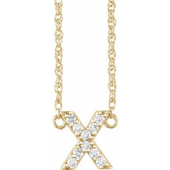 14K 1/10 CTW Natural Diamond Lowercase Initial X 16" Necklace