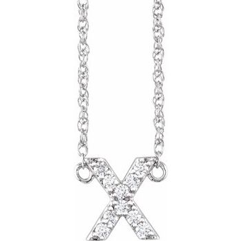 14K 1/10 CTW Natural Diamond Lowercase Initial X 16&quot; Necklace