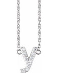 14K  1/8 CTW Natural Diamond Lowercase Initial Y 16" Necklace