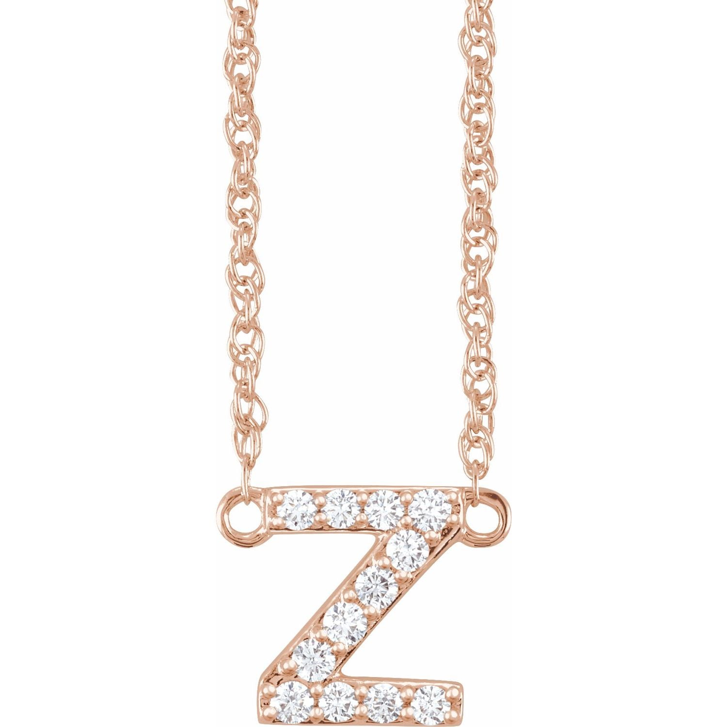 14K 1/10 CTW Natural Diamond Lowercase Initial Z 16&quot; Necklace