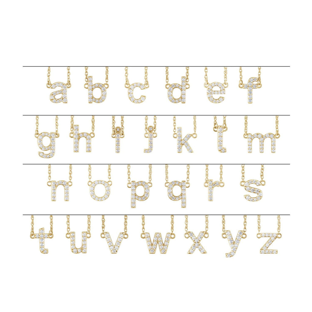 14K 1/8 CTW Natural Diamond Lowercase Initial K 16" Necklace