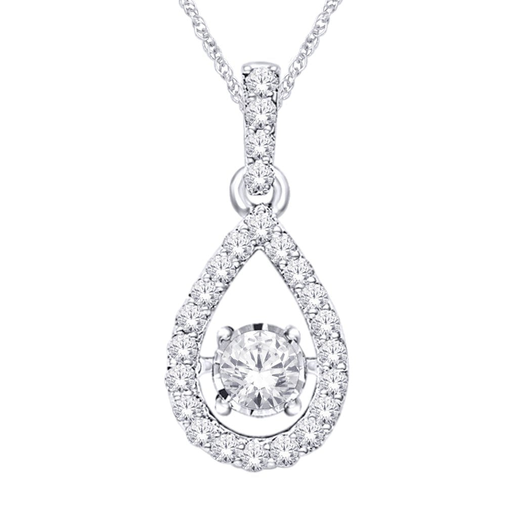 10k White Gold 1/4 Ctw Natural Diamond Pendant - Balacia