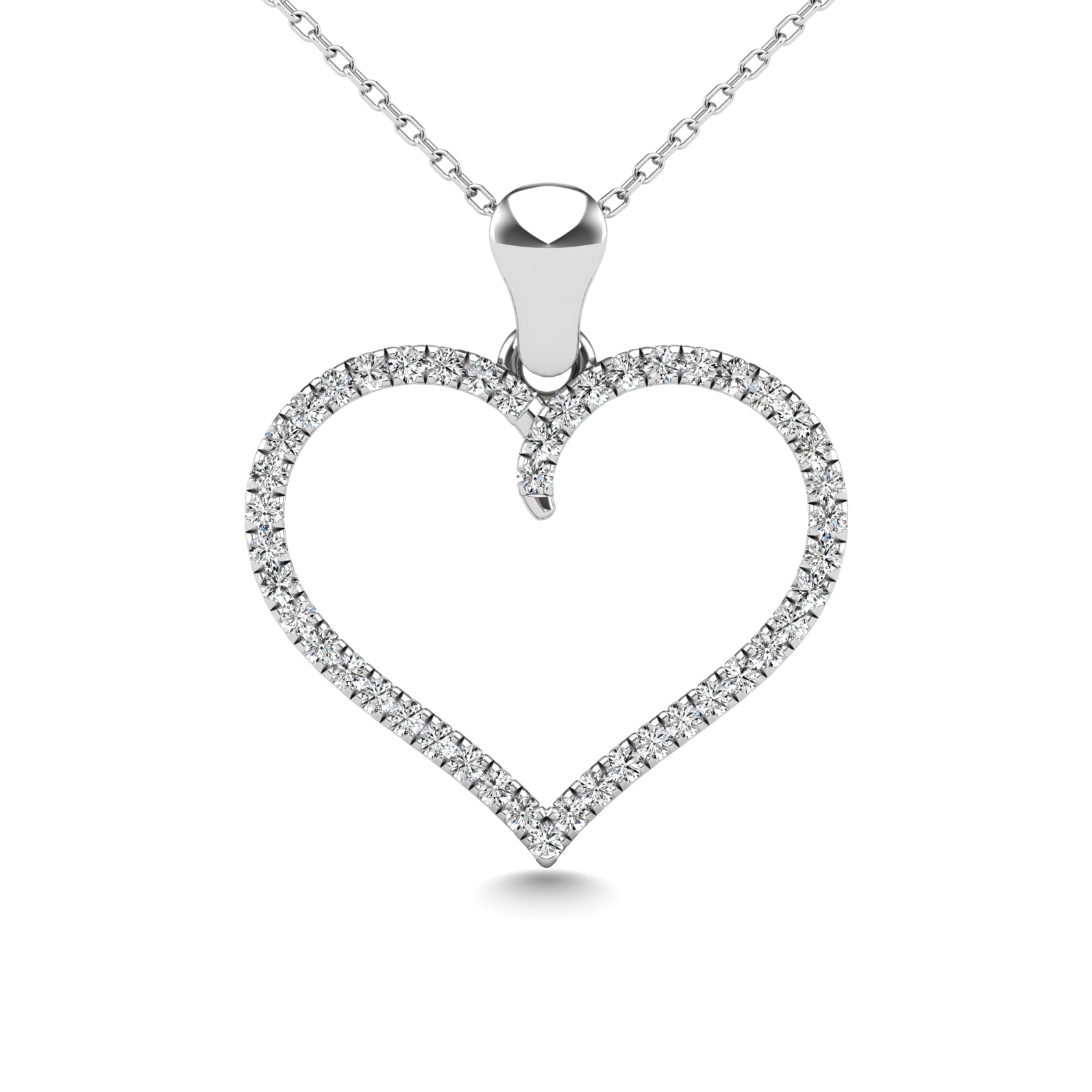 10K White Gold 1/6 CTW Diamond Heart Pendant - Balacia