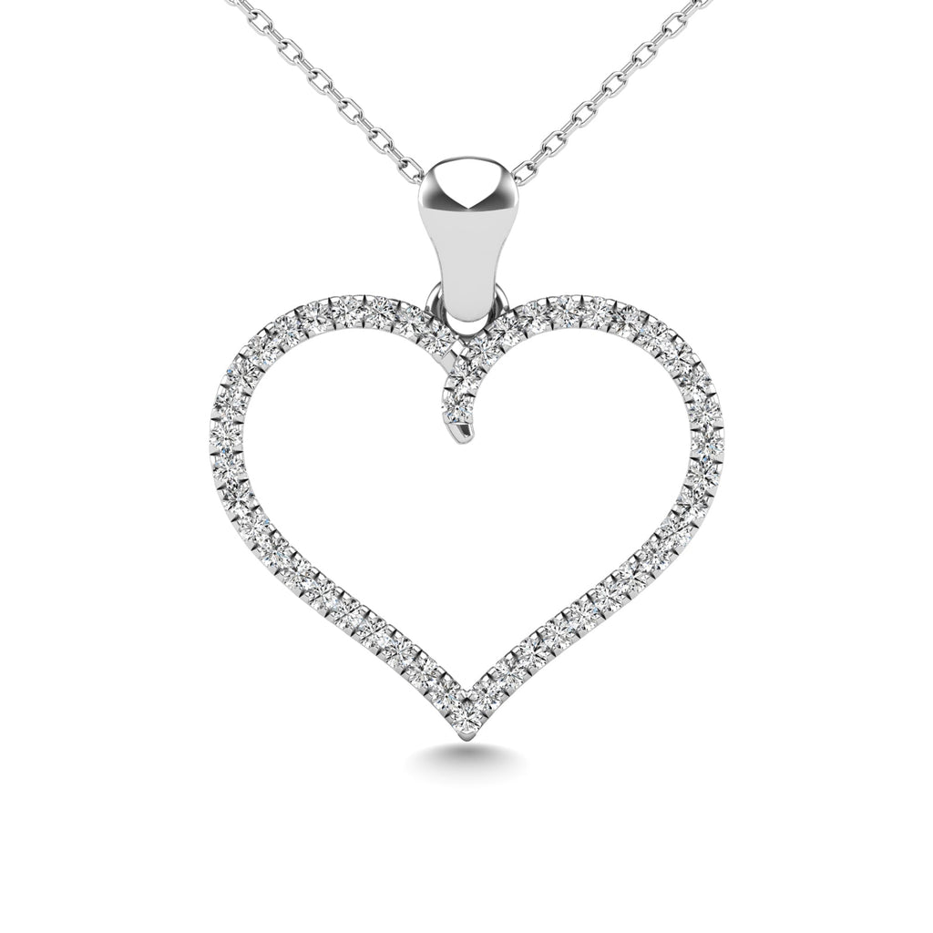 10K White Gold 1/6 CTW Diamond Heart Pendant - Balacia