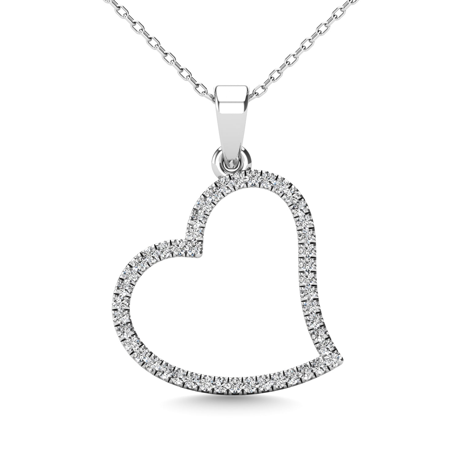 10k White Gold 1/6 CTW Diamond Heart Pendant - Balacia