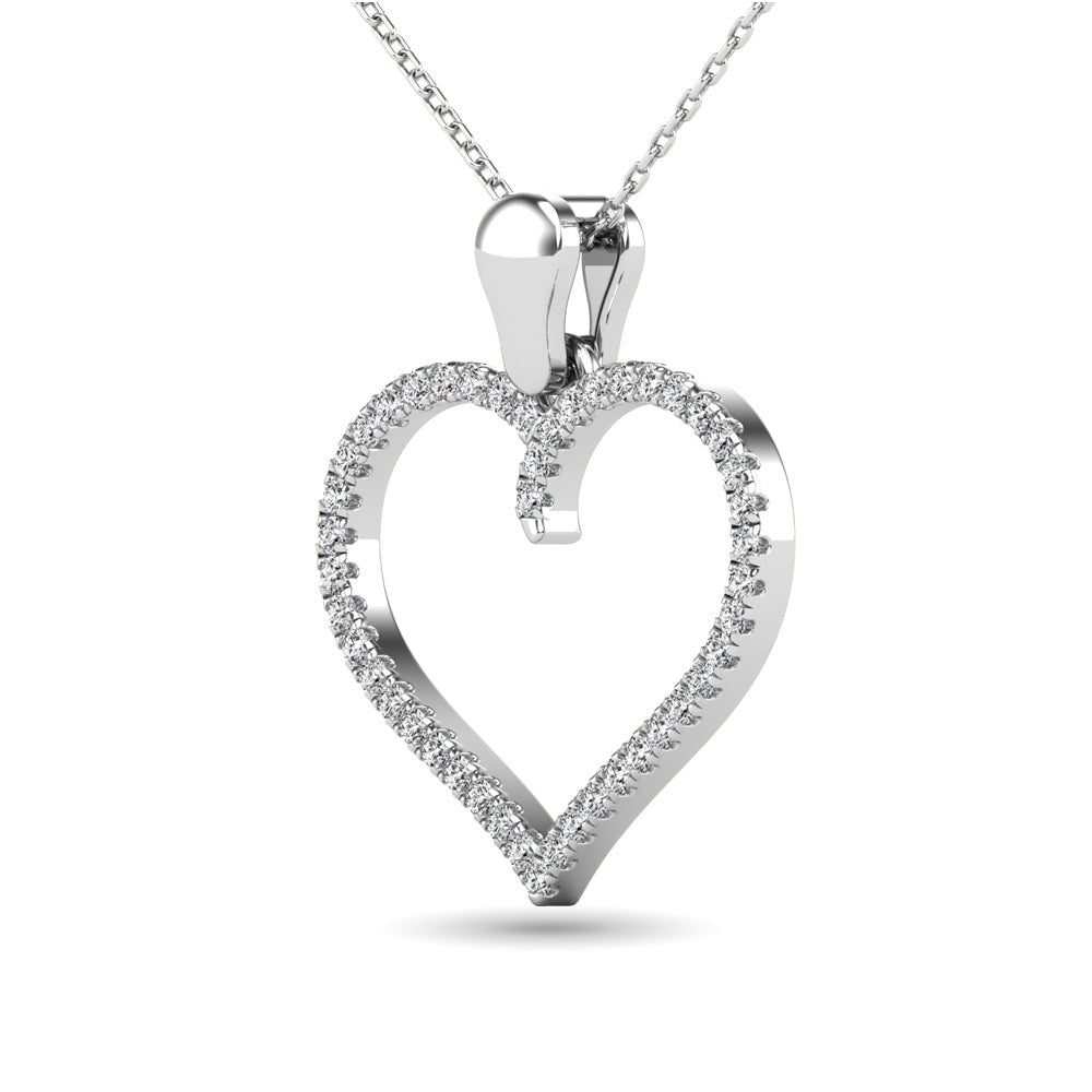 10K White Gold 1/6 CTW Diamond Heart Pendant - Balacia