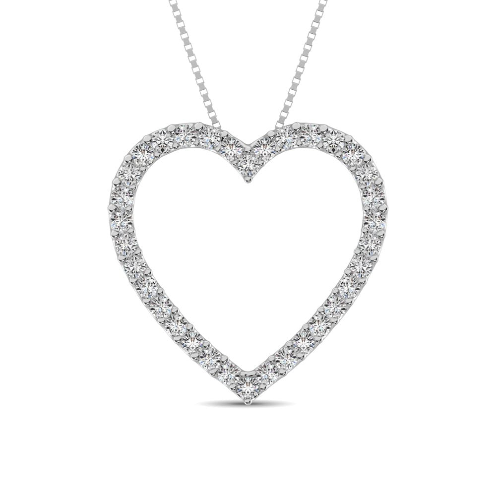 10K White Gold Diamond 1/2 CT.TW. Heart Pendant - Balacia