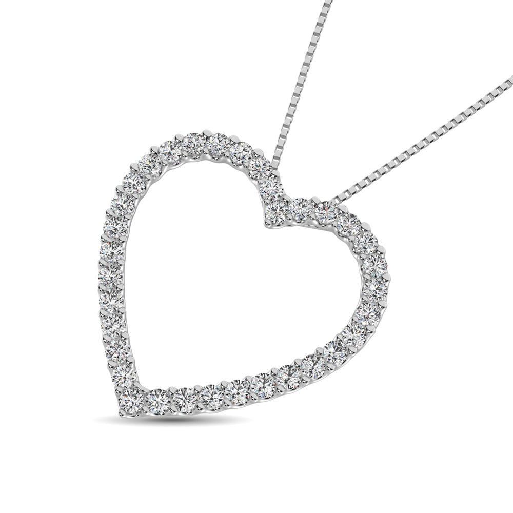 10K White Gold Diamond 1/2 CT.TW. Heart Pendant - Balacia