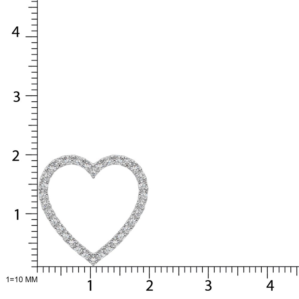 10K White Gold Diamond 1/2 CT.TW. Heart Pendant - Balacia