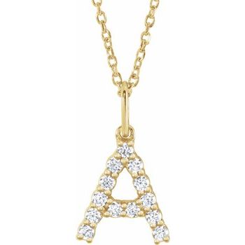 14K 1/5 CTW Lab-Grown Diamond Initial A 16-18" Necklace