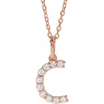 14K 1/6 CTW Lab-Grown Diamond Initial C 16-18" Necklace