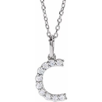 14K 1/6 CTW Lab-Grown Diamond Initial C 16-18&quot; Necklace