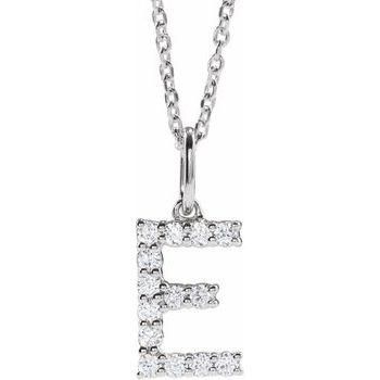 14K  1/5 CTW Lab-Grown Diamond Initial E 16-18&quot; Necklace