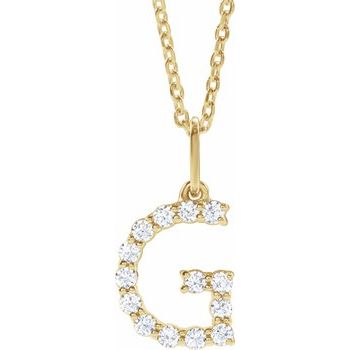 14K 1/5 CTW Lab-Grown Diamond Initial G 16-18" Necklace