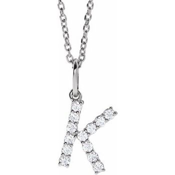14K  1/5 CTW Lab-Grown Diamond Initial K 16-18&quot; Necklace