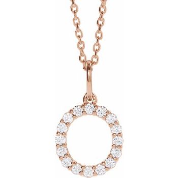 14K 1/4 CTW Lab-Grown Diamond Initial O 16-18" Necklace