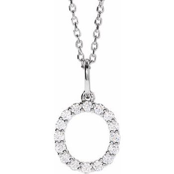 14K 1/4 CTW Lab-Grown Diamond Initial O 16-18" Necklace